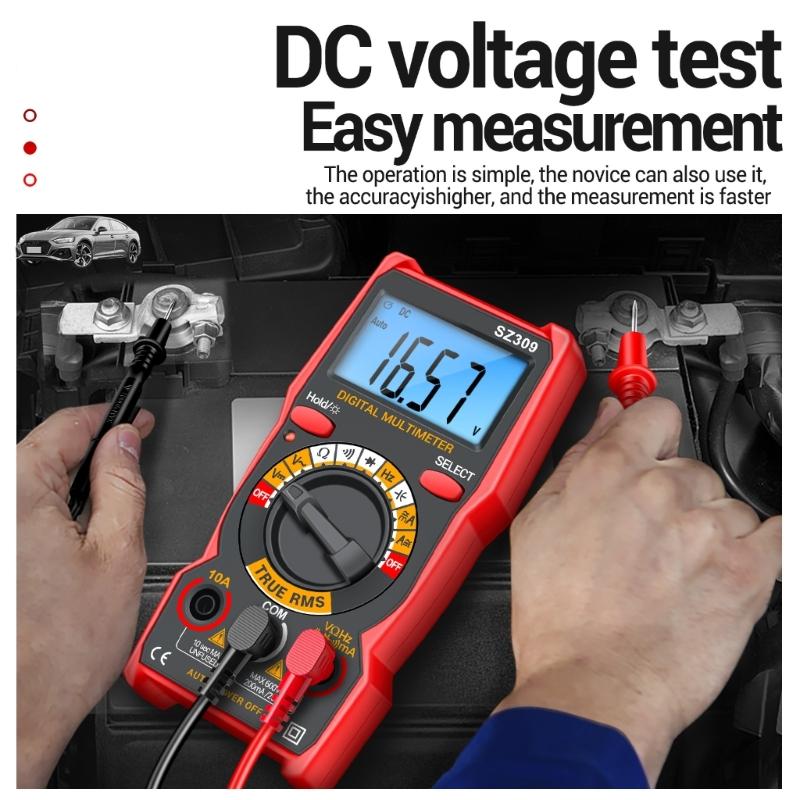 SZ309 Voltage Current Tester 1999 Counts Multimeter Multi Tester with Backlit Buzzer Ohmmeter Voltmeter