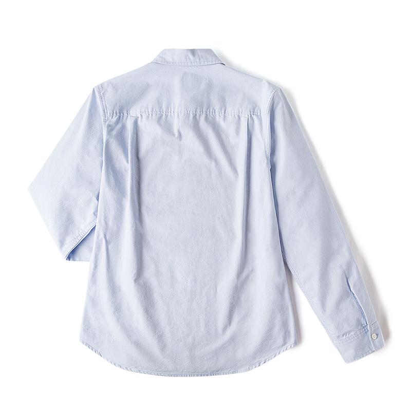 SS25 Standard Version Polo Collar Small Logo Woven Label Long Sleeve Shirt Men Shirts Blue LMT009028T1200FA06867