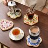 Yousheng 1 Set DIY Mosaic Tile Coaster Set Mixed Color Mosaic Kit with Wooden Coaster Kids Adults Handmade Mosaic Crafts Coaster with Accessories