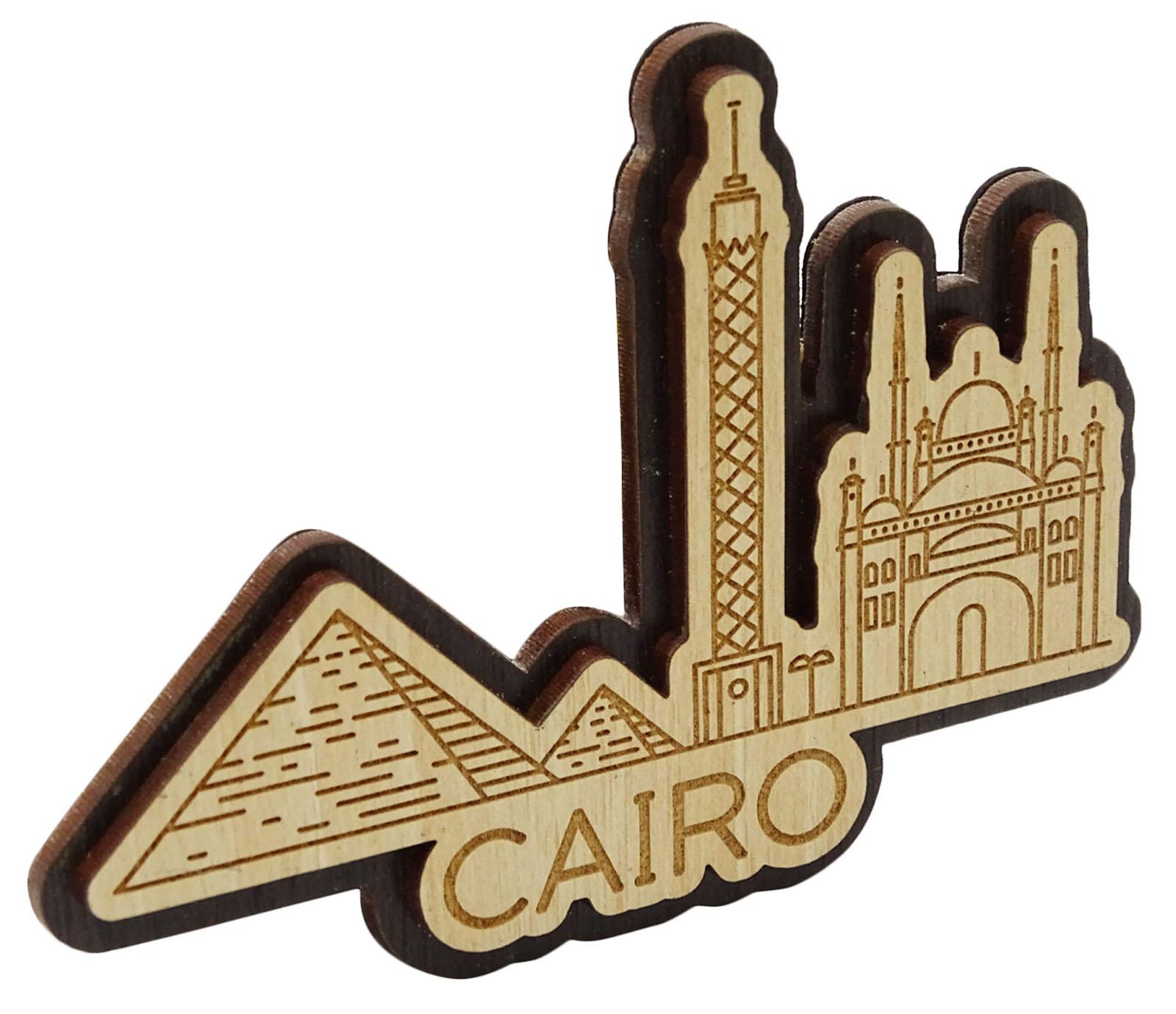 

Printtoo Souvenir Wooden Engraved Cairo Egypt Monuments Fridge Magnet Gift Collectibles 3 x 4 Inches коричневий
