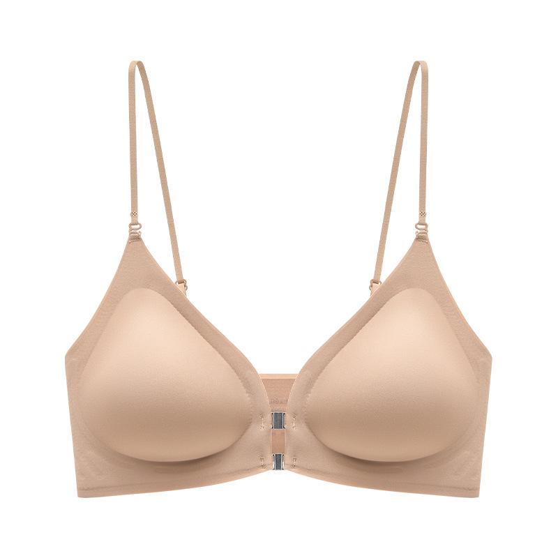 Front Buckle Push-Up Bra for Small Busts with Side Support and Anti-Sagging Features
