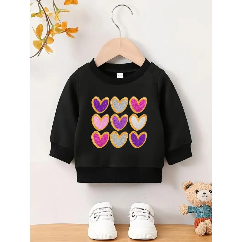 European Size Cute Printed Pattern Baby Girl Comfortable and Simple Round Neck Hoodie