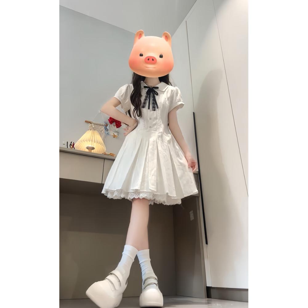 French College Style White Moonlight Dress Women's Summer Beauty First Love On the Run Princess Dress Waist Pleated Short Skirt