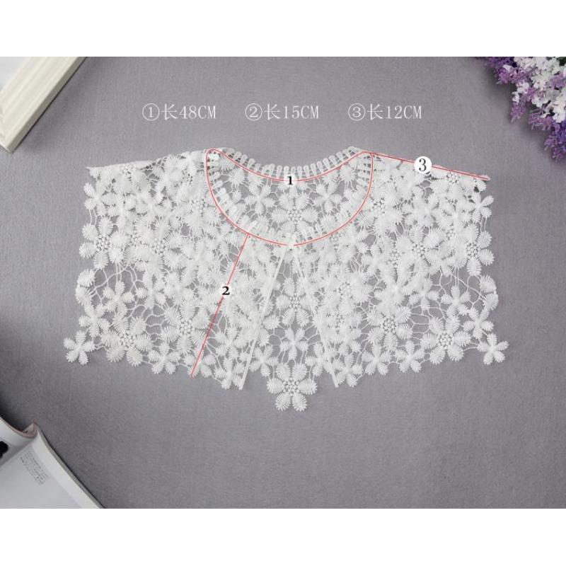 New Hand Crochet Product Fake Neckline Collar Hollow Tulle Lace Fabric Shawl Vest Shoulder Female Decorative Lace Fabric