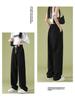 2026 Summer Women's Wide-Leg High-Waisted Loose Suit Pants with Double Buttons and Drawstring - Lightweight and Casual