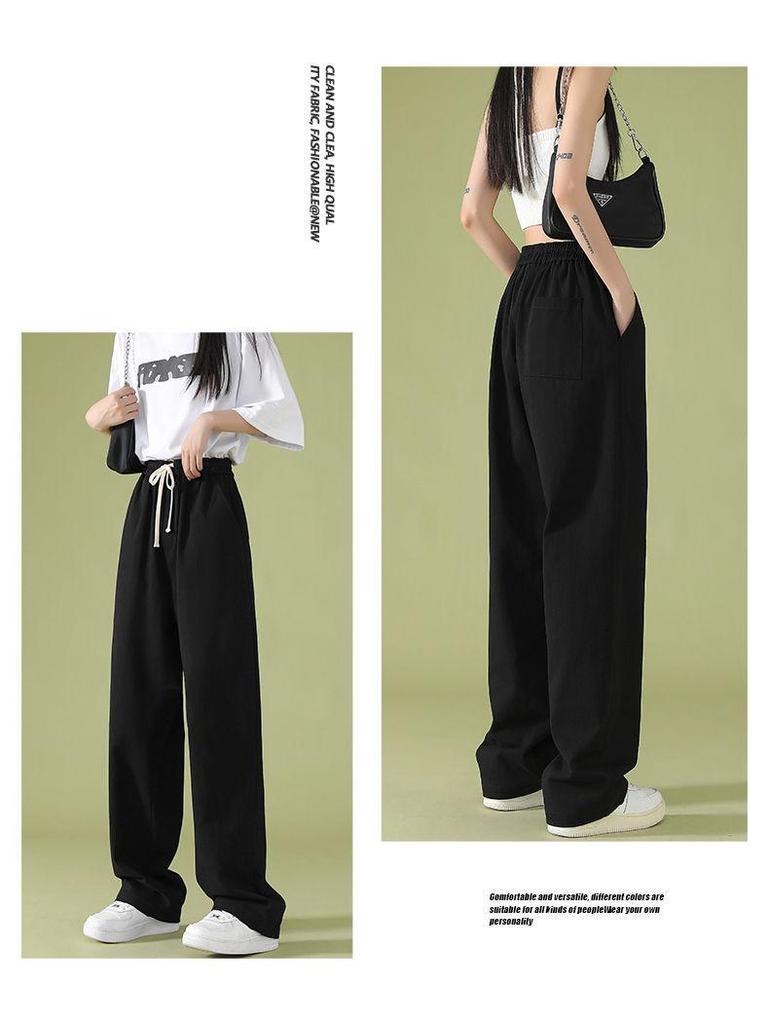 2026 Summer Women's Wide-Leg High-Waisted Loose Suit Pants with Double Buttons and Drawstring - Lightweight and Casual