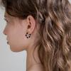 Onyx and Crystal Mini Hoop Earring