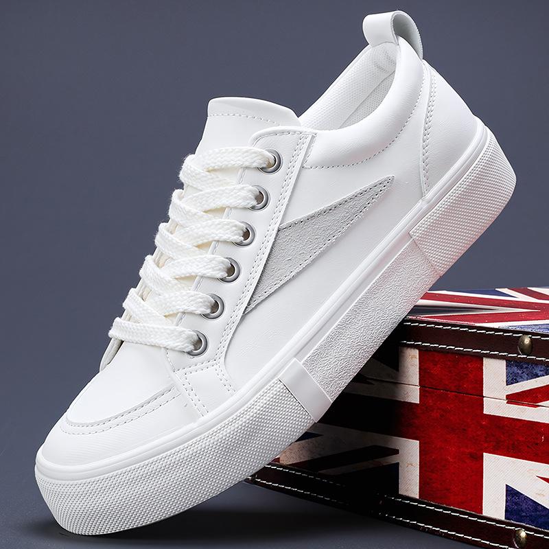 New Spring Men's Shoes Korean Style Fashion and Versatile Casual Men's Shoes Comfortable Lace Up Flat Low-top Leather Shoes