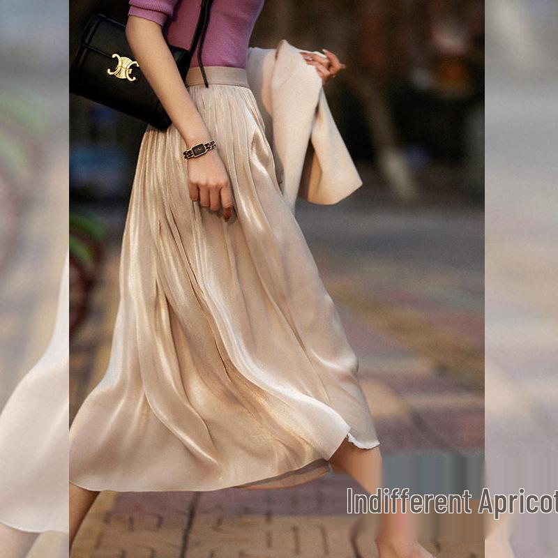 New Women's Iridescent Double Layer Pleated Puff Skirt - Korean Style Fairy Mesh Skirt