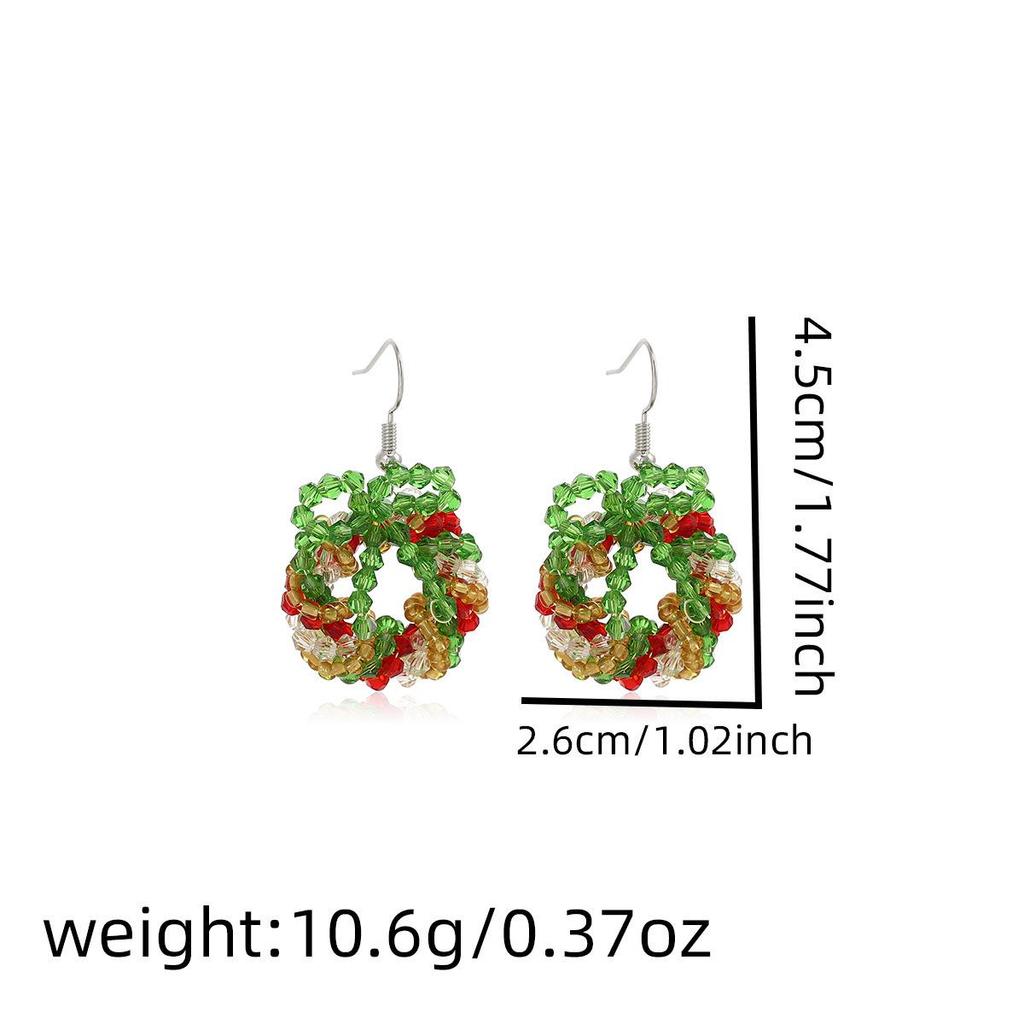 Colorful 3D Christmas Wreath Earrings: Creative, Cute, Sweet for Women