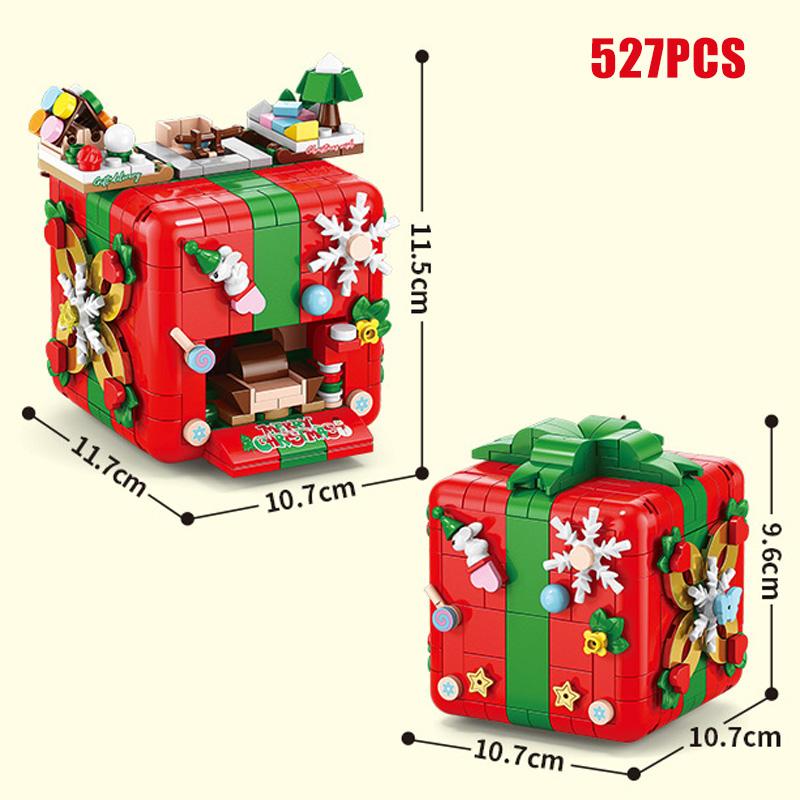 

Творческий Рождественский механизм коробка Санта-Клаус строительные блоки снеговик рождественская елка MOC кирпичи игрушки для детей рождественский подарок