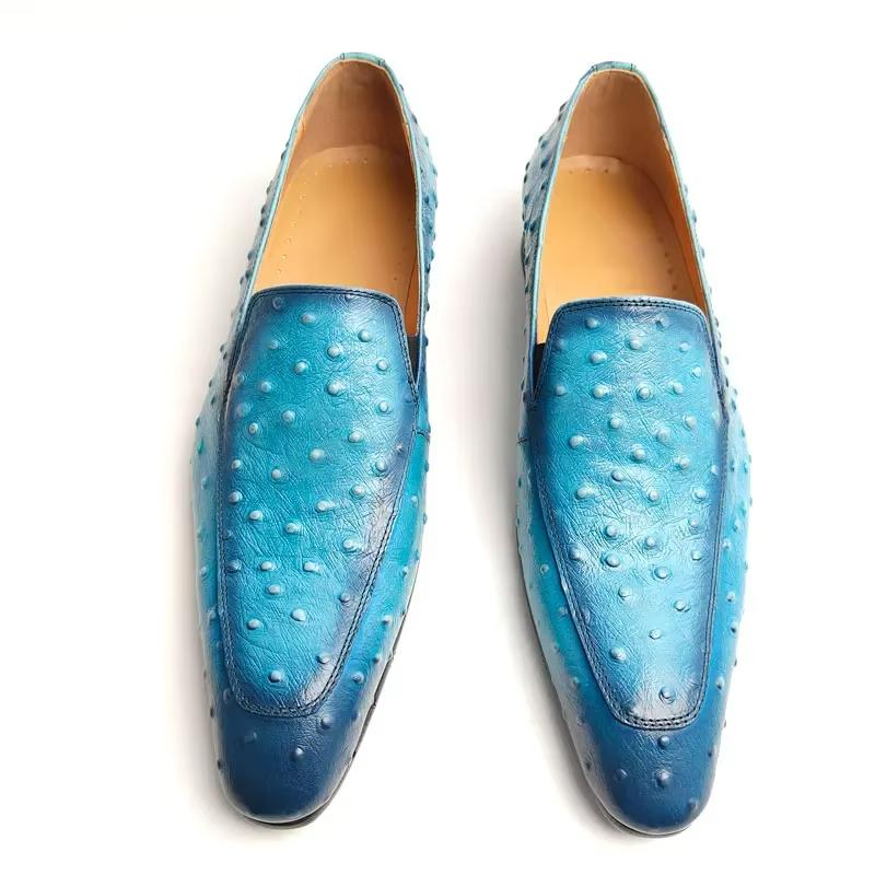Fashion Fashion Blue Loafer Shoes for Men New Design Slip-on Mens Dress Shoe Premium Leather Daily Wearing Casual Comfortable Party Shoe