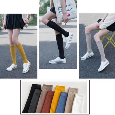 2 Pairs of Socks Women's Calves Socks Pure Color Cotton Socks Knee-japanese Department Jk Stockings College Wind Pile Socks