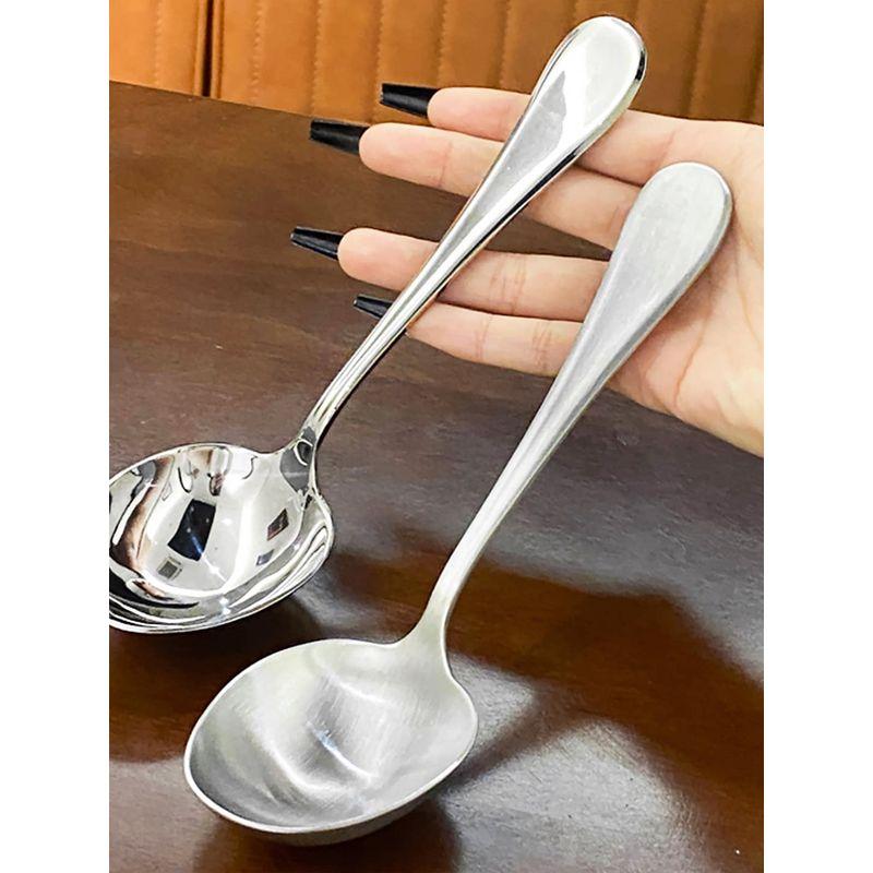 18/10 Stainless Steel Spoon Noodle Spoon For Home Small Spoon Big Mouth Soup Dried Rice Spoon Deep Mouth Noodles Soup Ladle