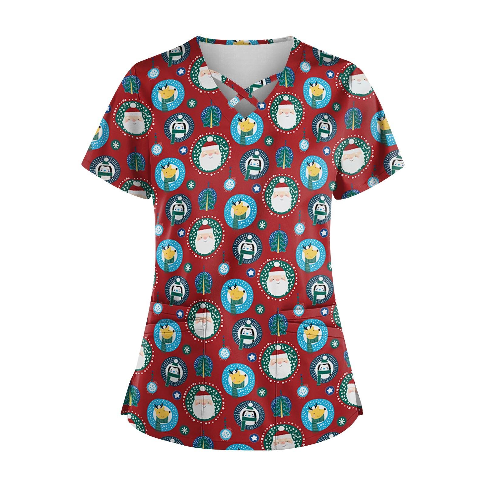 

Женская модная рабочая одежда с v-образным вырезом, короткими рукавами, завязками и карманами, топы соответствующего цвета и защитная одежда L винный