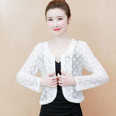 Moda Nuovo 2023 Manica Lunga Cardigan Nero Bianco Perline Pizzo Giacca Corta Donna Cappotto J140