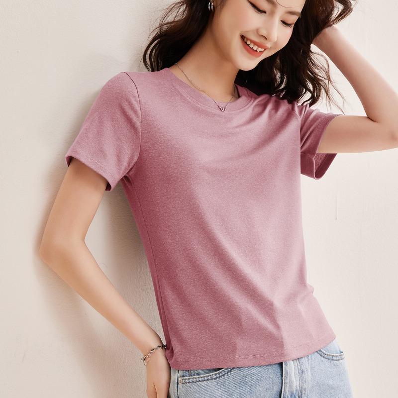 Lyocell Linen T-shirt Women's Summer Short-sleeved Thin Bottoming Shirt Loose Top Clothes