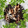 Metal Wall Art Sign, Round Tin Poster Animal, Home Cafe Bar Decoration