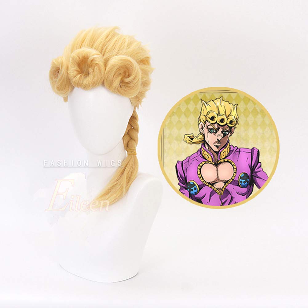 Eileen Bizarre Golden Wind Giorno Anime Christmas Wig Net Included JoJo's Adventure Wig, Wig, Halloween, Costume, Heat-Resistant +