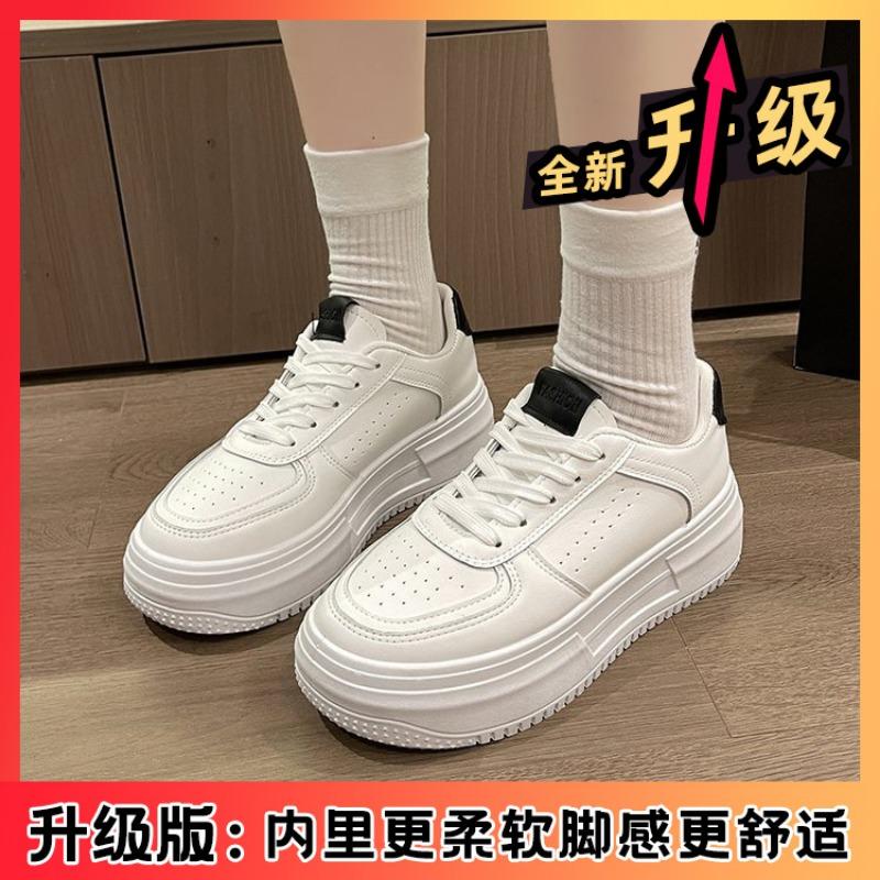 

Platform white shoes autumn new retro student height increase solid color round head casual sports shoes 40