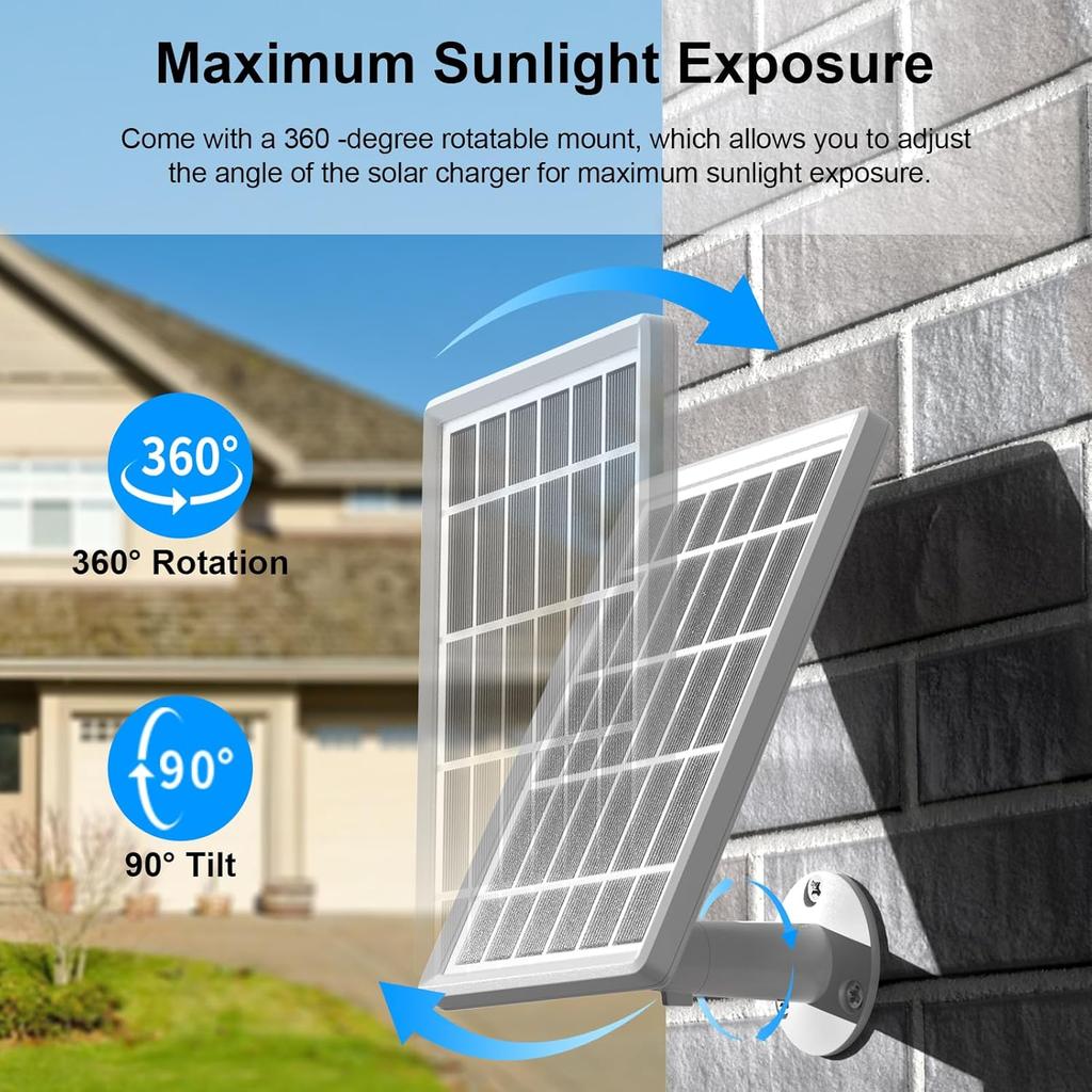 Solar Panel for Ring Camera, Camcorder Solar Charger Compatible with Ring Stick Up Cam Battery, Stick Up Cam Pro Battery, Spotlight Cam Plus Battery,