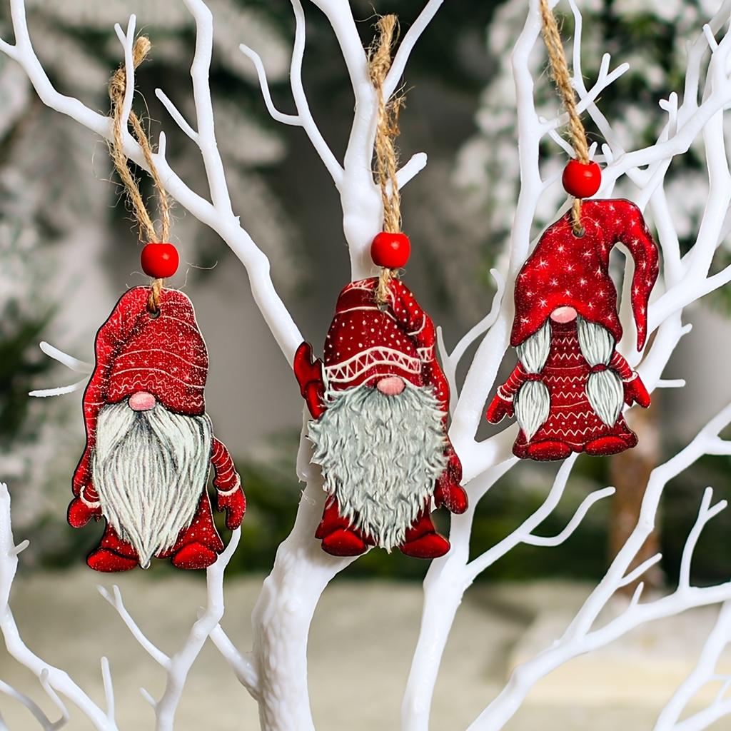 9 Bucăți Stil Vintage Lemn de Mesteacăn Gnomi Decorațiuni Festive Pandantive de Crăciun pentru Casă, Perfecte pentru Cadouri cu o Notă Rustic, Crăciun, Cadouri de Anul Nou