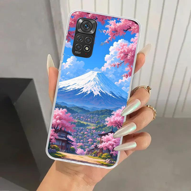 Japanese Cherry Mount Fuji Phone Case for Xiaomi Redmi Note 15 14 14S 13 12S 12 Pro 11S 11 Plus 11T 11E 10S Soft Funda Print She
