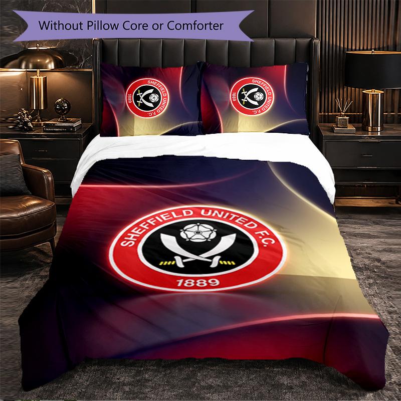 Sheffield United Fotbalový 3dílný povlak na peřinu a polštářky Měkká sada povlaků na peřinu s povlaky na polštáře Tištěná sada dekorace do ložnice pro domov