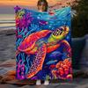 Ocean Voyager Flannel Throw Blanket Soft Sea Turtle Design All Season Cozy Comfort for Marine Life Theme Gift