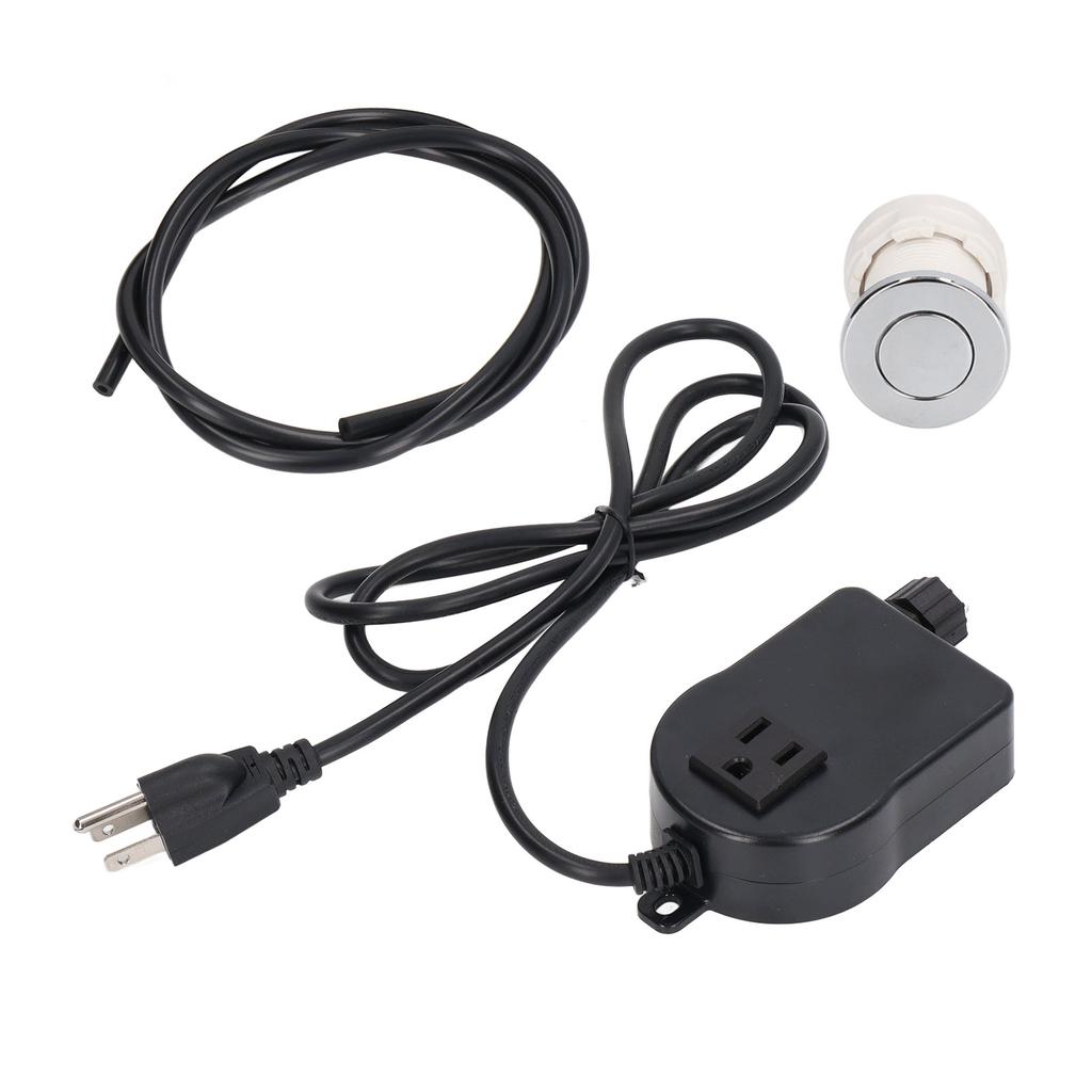 Garbage Disposal Sink Top Air Pressure Push Button Set with 1m Pipe and Socket for Bathtubs