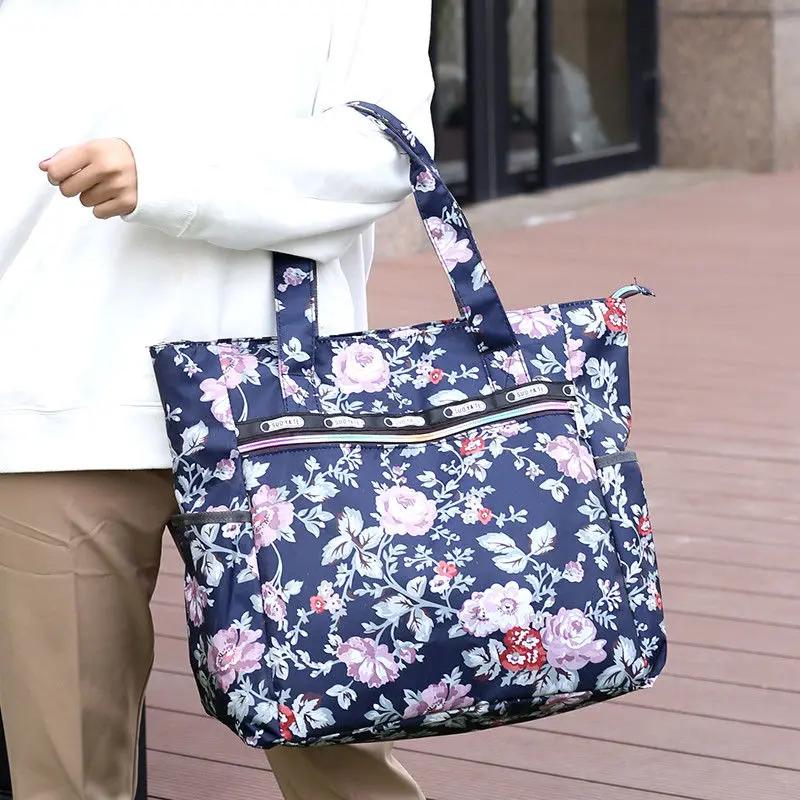 Damen Lunchtasche Mode Flora Aufdruck Student Picknick Lunchtaschen Wasserdichte Handtasche Beutel Große Kapazität Tragetaschen