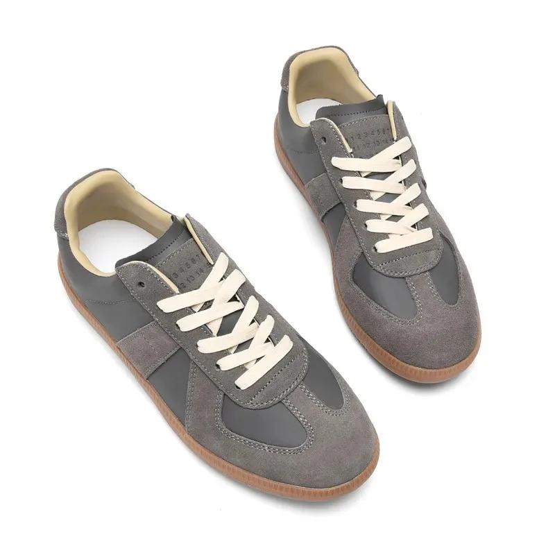 Fashion Classic Retro German Training Shoes Women's Little White Shoes Spring and Autumn New Versatile Lace up Genuine Leather Flat Bo