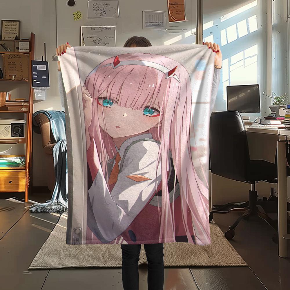 1PC DARLING In the FRANXX Zero Two Print Flannel Blanket, High Quality All Seasons, Home Decor, Warmth and Comfort, Perfect for Christmas Gifts