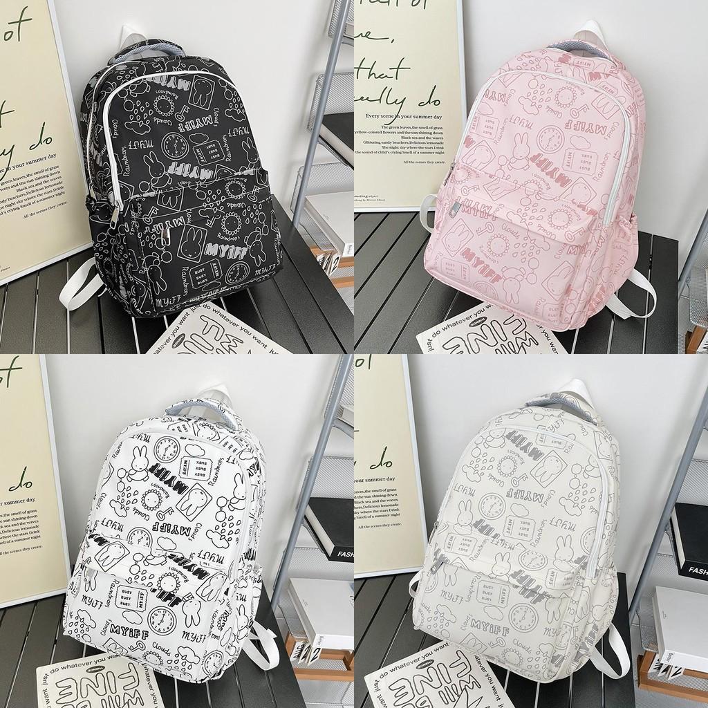 Fashion Rabbit Pattern Girls School Bag Breathable Nylon Backpack For Daily Use