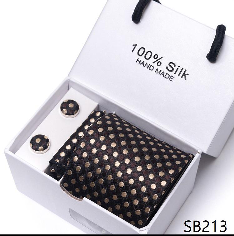Men's 1200-Needle High-Density Business Stripe & Paisley Tie Set - 6 Piece Groom & Wedding Gift Box