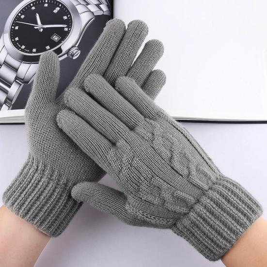 1 Pair Unisex Winter Gloves Five Finger Thick Heat Retention Touch Screen Anti-slip Soft Cold-proof High Elastic Wrist Cycling Riding Gloves