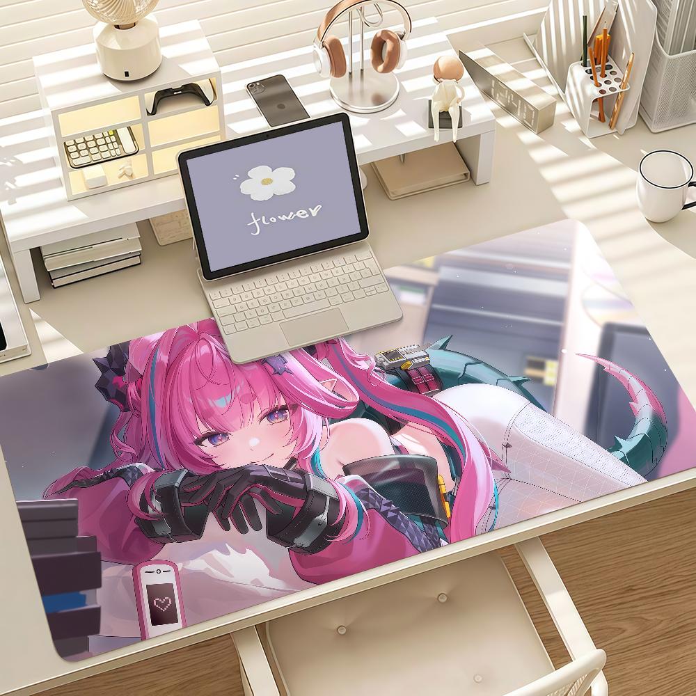 Arknights Endfield Yvonne Anime Gaming Mouse Pad Antislip Rubber Base Large Pc Keyboard Laptop Desk Mat For Office Student Home