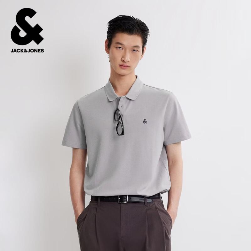 JACK&JONES Men's Spring 3D Embroidered Business Casual Short Sleeve Polo Shirt