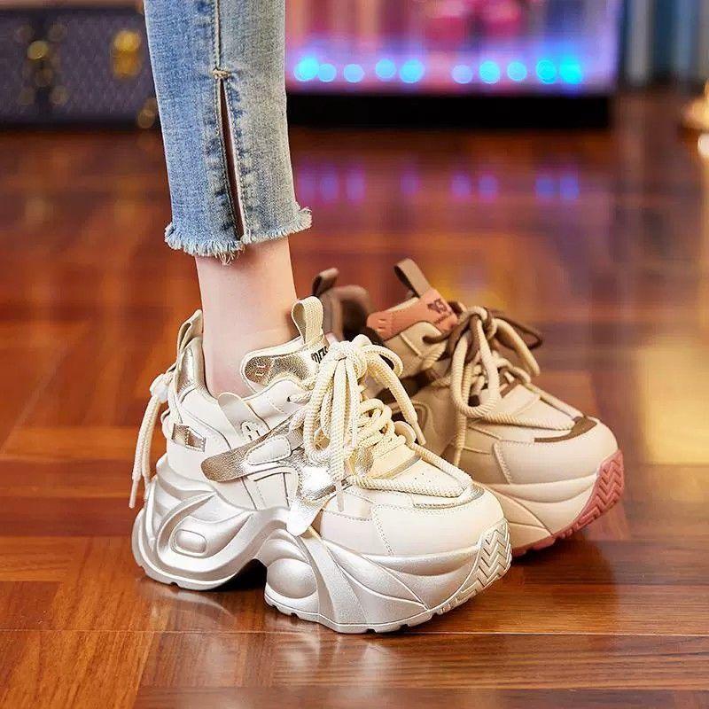 European Dad Shoes Women's Super Fire 2025 New Autumn and Winter Velvet Casual Shoes Thick-soled Small Inner Height-increasing Women's Shoes