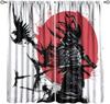 Japanese Anime Samurai Curtains Watercolor Ink Samurai Red Sun Shrine Mount Fuji Blackout Window Treatment Living Room Bedroom