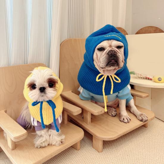 

Уютная шерстяная шапка для домашних животных, вязаная на шнурке, устойчивая к выцветанию, удобная в ношении, мягкая теплая шапка с шарфом на шею, зимние принадлежности