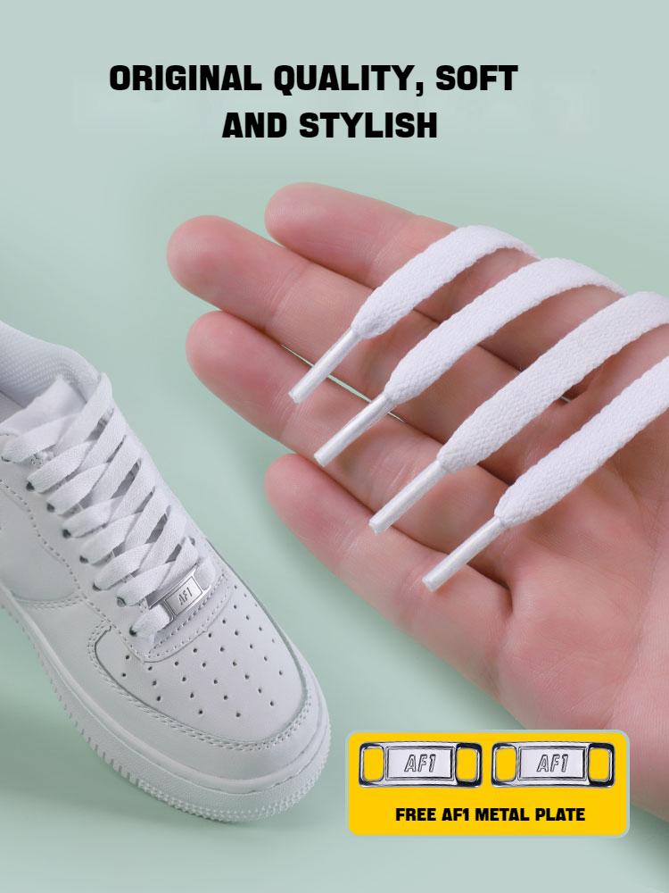1Pair Reflective Shoelace for Sneakers Shoe Buckle Flat Pure White Shoe Laces High Top Shoelaces af1 Men's Women's Shoe Cord