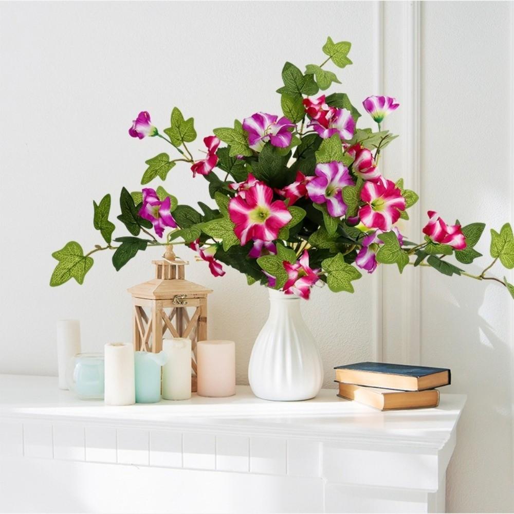 UV Resistant Artificial Petunias Flowers Realistic Weather Resistant Simulated Leaf Vines Vibrant Colors Faux Petunias Balcony