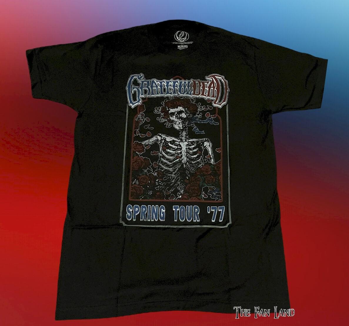 New Grateful Dead Skeleton Skull Spring Tour 1977 Mens Vintage Concert T-shirt S разноцветный