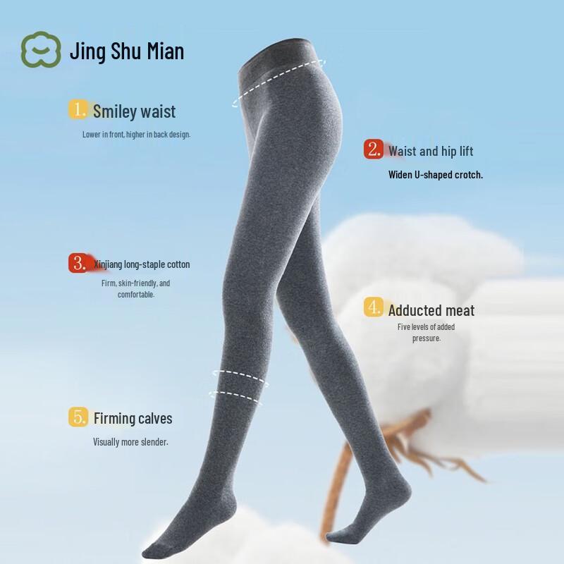 

Jingshu Cotton 200g Warm Vertical Stripe Tights One Size