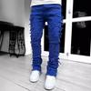 WISH Men's Elastic Tassel Patch Denim Pants - European & American Fashion Trend