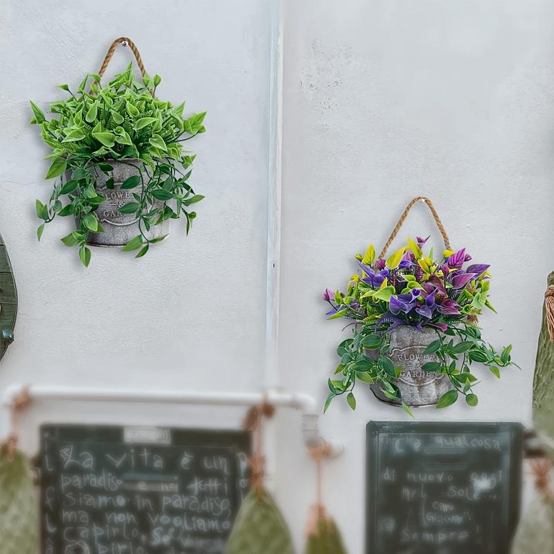 Wall Hanging Flower Bucket Home Flowerpot Garden Half Circle Design Decorative Accessories Iron Art Photography Props Decorations