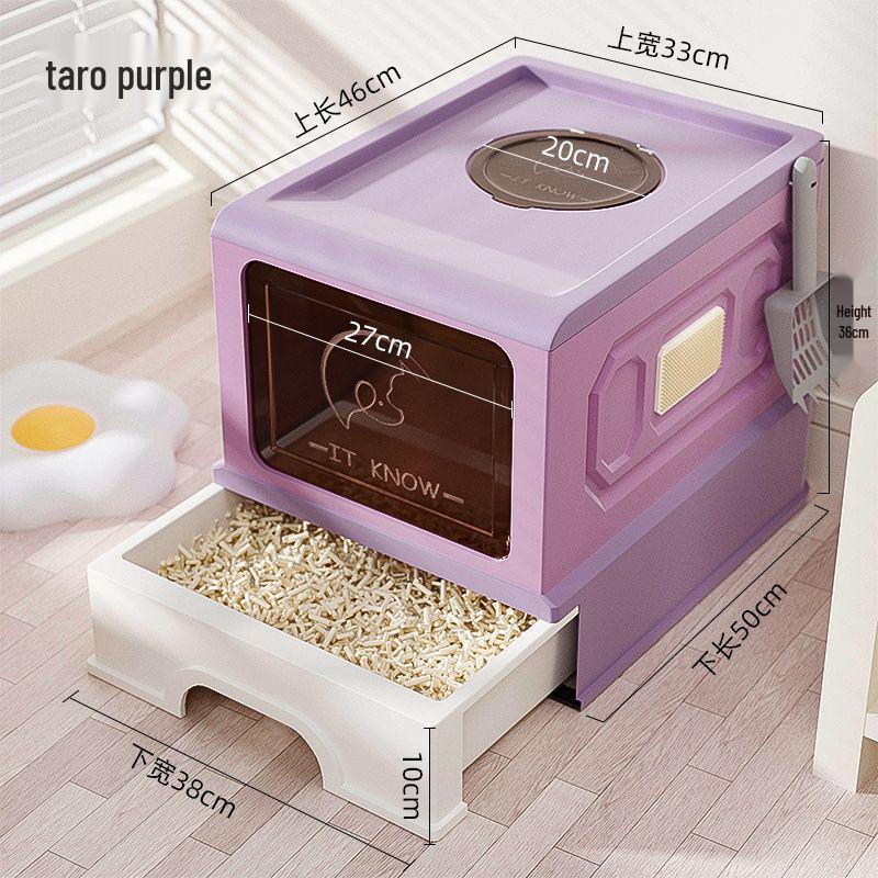 Pull-Out Cat Litter Box with Odor-Blocking Drawer and Full Enclosure