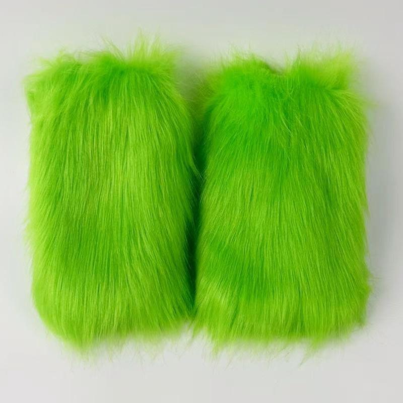 Faux Fox Fur Cuffs Women Winter Warm Plush Wristbands Arm Sleeves Detachable Furry Cuffs For Stage Show Costume Accessories