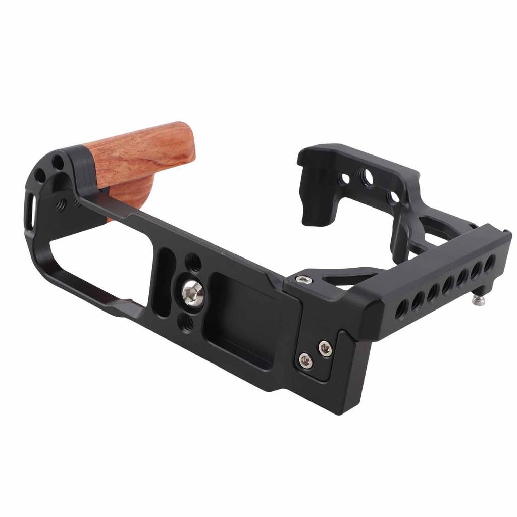 Wood Handle Metal Camera Cage Wooden Handle Vertical Shooting Camera Cage with 1 4 Inch 3 8 Inch Screw Hole Cold Shoe